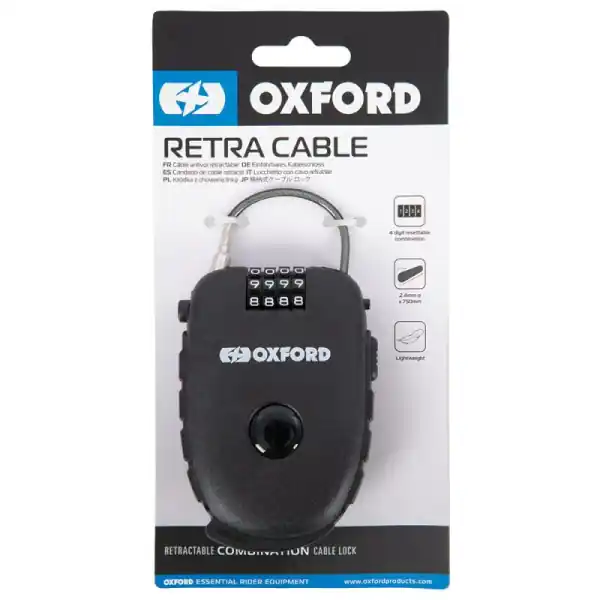Antifurt Retractabil Oxford Retra Cable 62cm Negru Reduceri