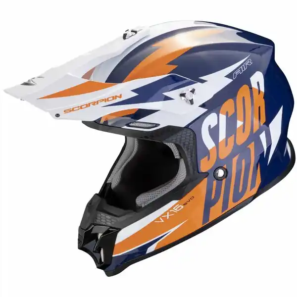 Retur ușor Casca cross-enduro SCORPION EXO VX-16 EVO AIR SLANTER Albastru mat/Galben fluo S
