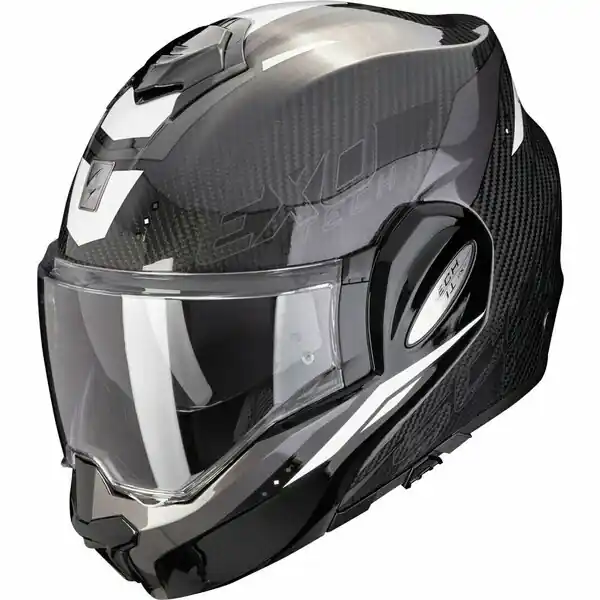 Vezi acum Casca modulara flip-back SCORPION EXO-TECH EVO CARBON ROVER Negru / Alb XL