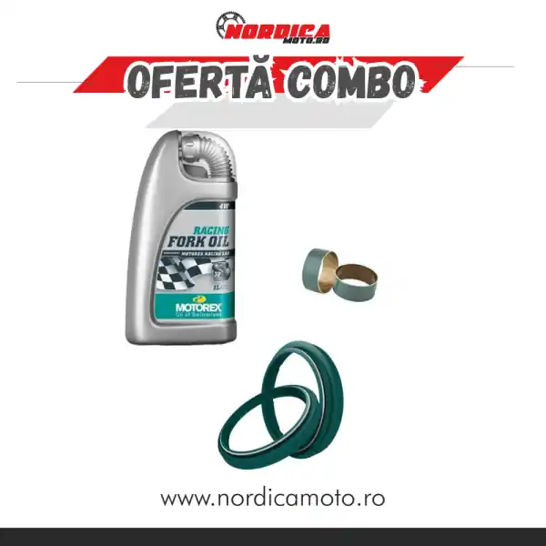 Vezi acum Pachet Ulei furca Motorex Racing 1L + Semering ulei cu semering de praf SKF WP Ø48 KTM + Inele de frictiune interne si externe de furca WP 48Ø SKF